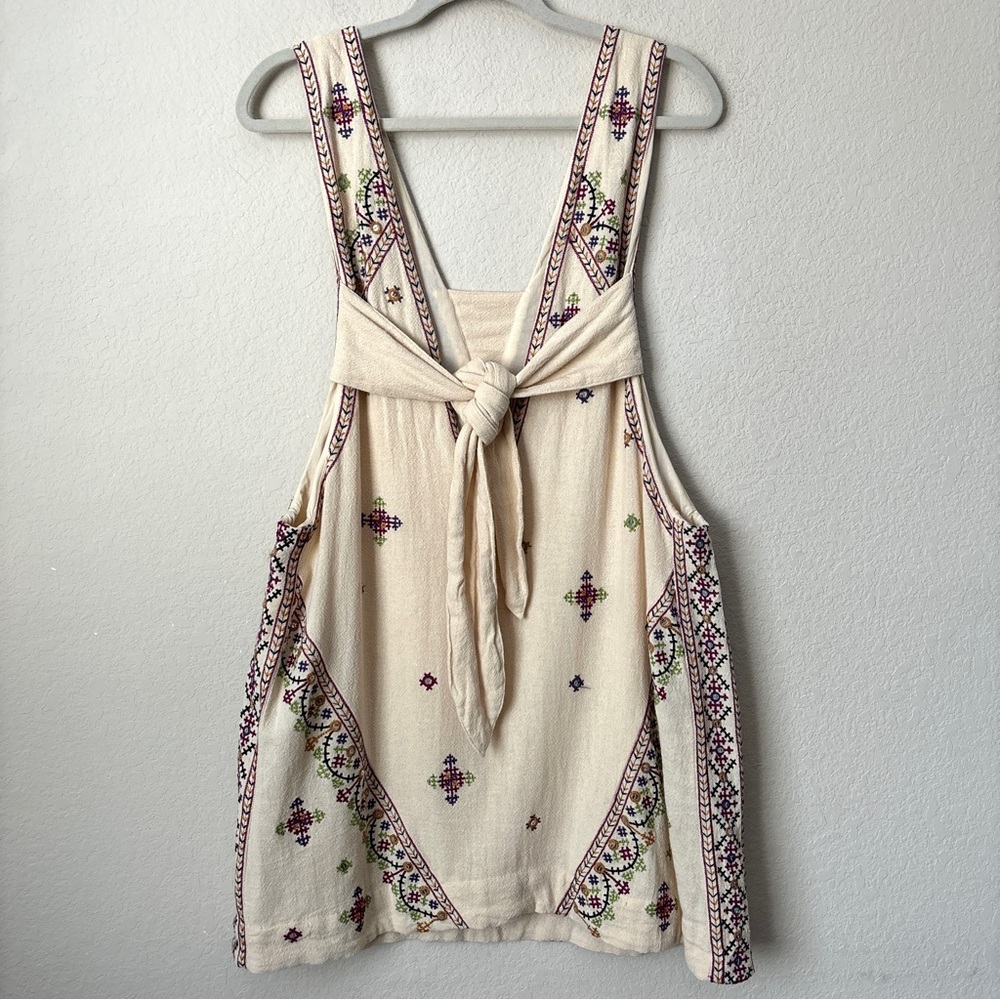 Free People Boho Embroidered Never Been Beige Mini Dress - Picture 10 of 14